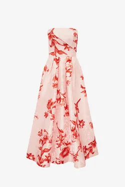 Lynn Jacquard Bustier Midi Dress - Magnolia Print