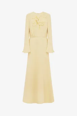 Kinsley Appliqué Maxi Dress - Dusty Yellow