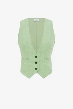 Anna-May Tweed Vest - Caledon Green