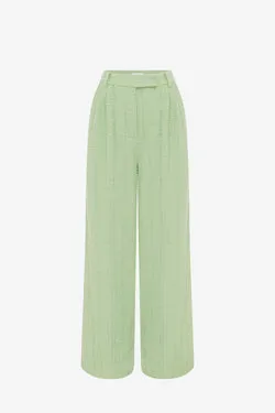 Elisha Tweed Wide Leg Pants - Caledon Green