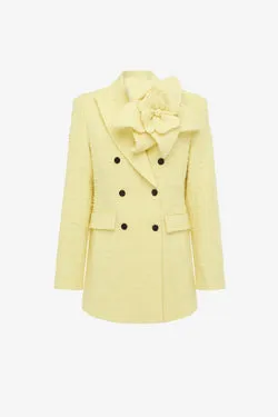 Jazlyn Tweed Blazer - Sorbet Yellow