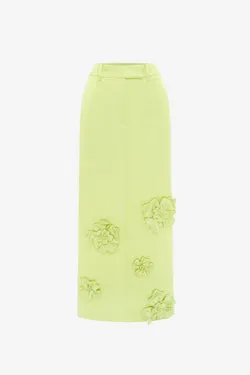 Olivia Petal Maxi Skirt - Chartreuse