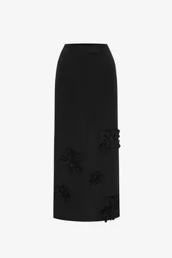 Olivia Petal Maxi Skirt - Ebony