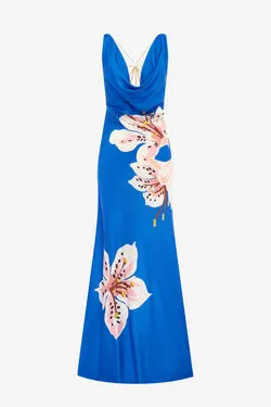 Imogen Gown - Lily Print in Cobalt