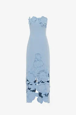 Rayna Appliqué Bustier Maxi Dress - Baby Blue