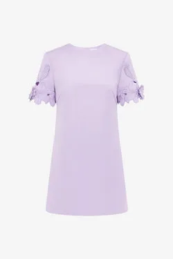 Aurie Appliqué Short Sleeve Mini Dress - Lilac