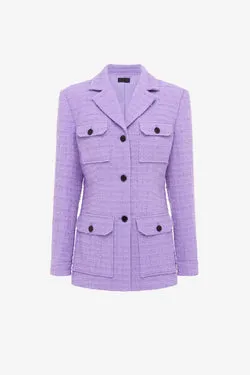 Edith Tweed Pocket Blazer - Violet