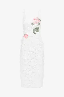 Larissa Embroidered Lace Midi Dress - Snow