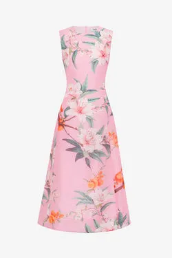 Cleo Printed Sleeveless Midi Dress - Lavish Print in Pink