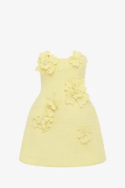 Rosario Tweed Petal Bustier Mini Dress - Sorbet Yellow