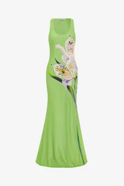 Helena Maxi Dress - Lily Print in Parakeet