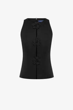 Amelia Petal Top - Ebony