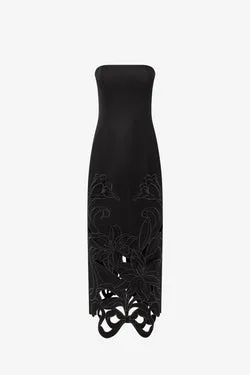Rayna Appliqué Bustier Maxi Dress - Lily in Ebony