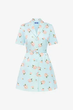 Brigitte Mini Dress - Ditsy Floral Print in Blue