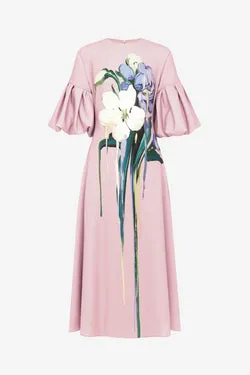 Everly Midi Dress - Bouquet Print in Pastel Pink