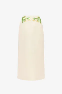 Quinn Embellished Wool Midi Skirt - Wildflower