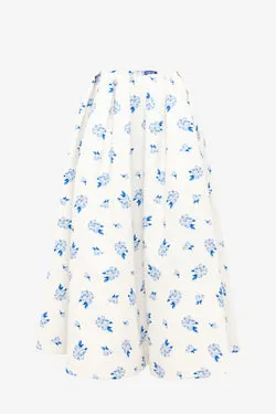 Victoria Puff Maxi Skirt - Ditsy Floral Print in Snow