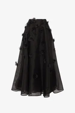 Leila Petal Midi Skirt - Ebony