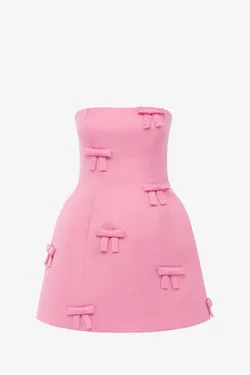 Roselle Bow Mini Dress - Fuchsia