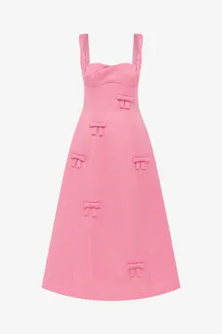 Beatrice Bow Midi Dress - Fuchsia