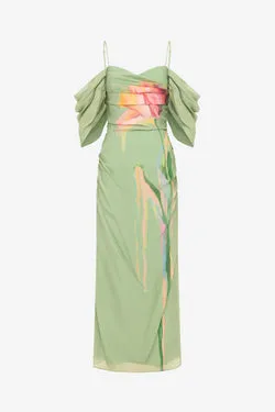 Angeline Maxi Dress - Tulip Print in Green