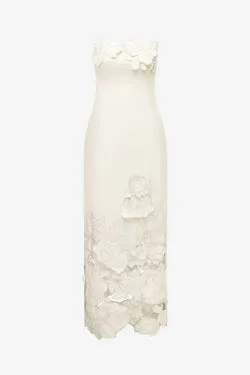 Rayna Appliqué Bustier Maxi Dress - Vanilla