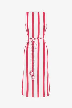 Olive Striped Midi Dress - Scarlet