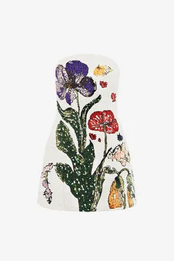 Zaria Beaded Bustier Mini Dress - Wildflowers