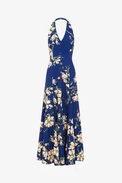 Juliette Halterneck Maxi Dress - Midnight Magnolia Print