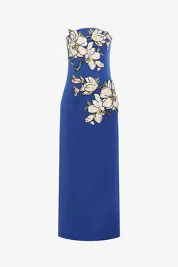 Ava Appliqué Floral Bustier Maxi Dress - Midnight