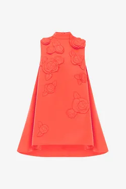 Fallon Appliqué Floral Mini Dress - Saffron