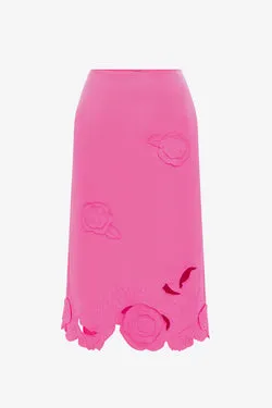 Carly Appliqué Midi Skirt - Pink