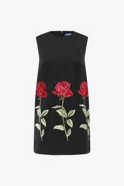 Yvonne Embroidered Mini Dress - Ebony