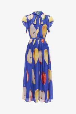 Grace Flutter Sleeve Midi Dress - Pear Print