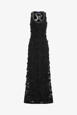 Helena Lace Embellished Maxi Dress - Ebony
