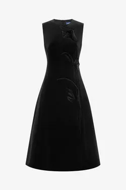Cleo Velvet Sleeveless Midi Dress - Ebony