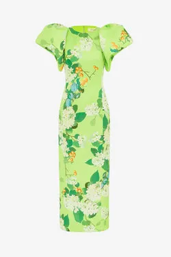 Lucinda Printed Maxi Dress - Hydrangea in Lime