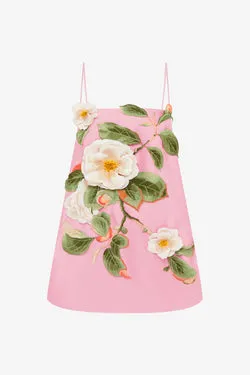 Felicia Appliqué Floral Mini Dress - Camelia Print