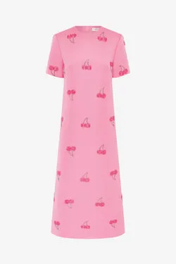 Manon Embellished Shirt Midi Dress - Pink Cherry Beading