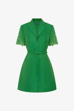 Brigitte Appliqué Mini Dress - Verdant