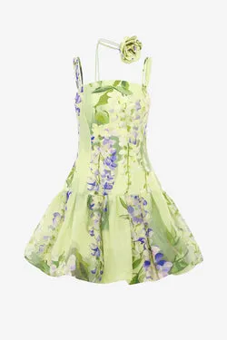 Lorena Puff Mini Dress - Wisteria Print