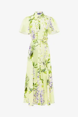 Bianca Short Sleeve Midi Dress - Wisteria Print
