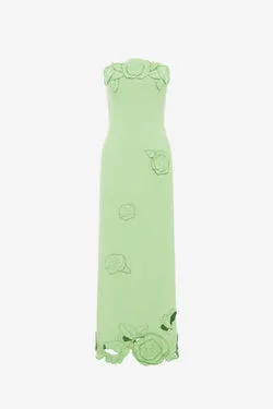 Rayna Appliqué Bustier Maxi Dress - Juniper Green