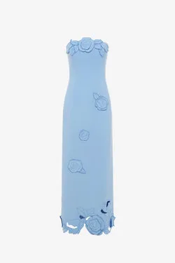 Rayna Appliqué Bustier Maxi Dress - Pastel Blue