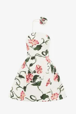 Reese Bustier Mini Dress - Vine Print in Snow