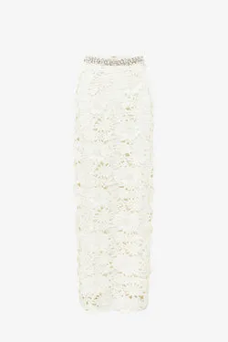 Kyra Embellished Lace Maxi Skirt - Snow