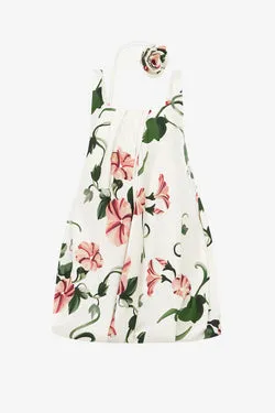 Suki Puff Mini Dress - Vine Print in Snow