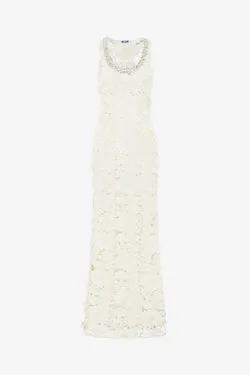 Helena Embellished Lace Maxi Dress - Snow