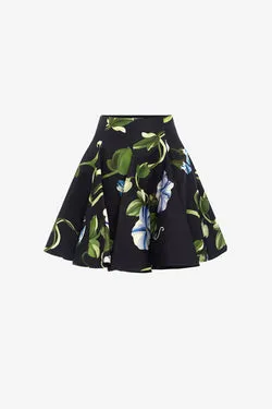 Kaity Skirt - Vine Print in Ebony