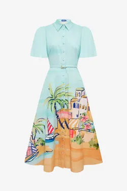 Bianca Short Sleeve Midi Dress - Voyage Print